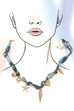 SCARF CHARM NECKLACE-FISH HEART SEASHELL CONCH | 80N92324