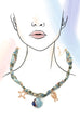 SCARF CHARM NECKLACE-CERAMIC SEASHELL STARFISH | 80N92326