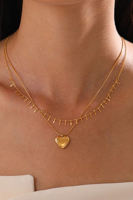 18K STAINLESS STEEL TARNISH FREE HEART NECKLACE | 40NK9566