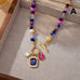 Colorful Beaded Tile Pendant Toggle Necklace | 80N93918