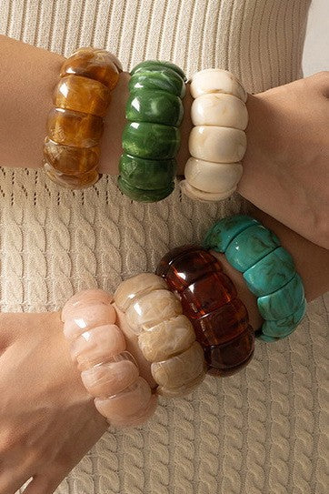 Color-Block Acrylic Stretch Cord Bracelet | 40B5195