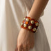 Color-Block Gold Acrylic Stretch Cord Bracelet | 40B5194