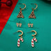 Holiday Bow Candy Cane & Tree Trio Earring Set | 80E63585