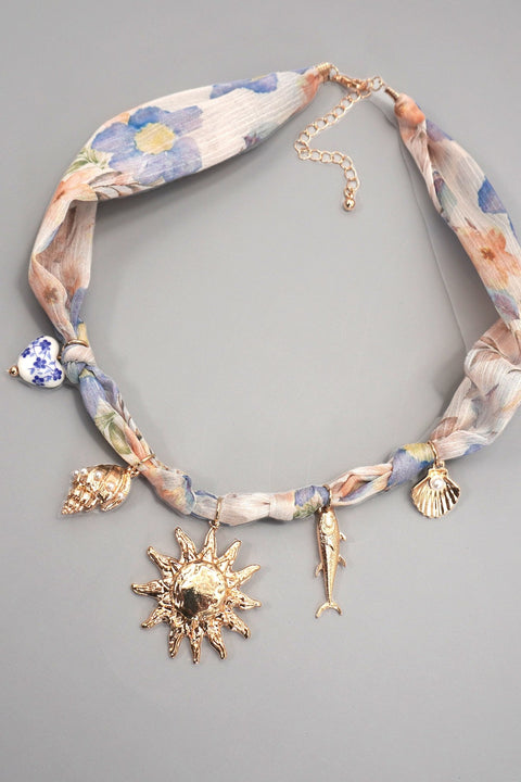 SCARF CHARM NECKLACE-SUN FISH SEASHELL | 80N92379