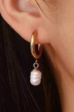 18K STAINLESS STEEL TARNISH FREE PEARL EARRINGS | 40E422