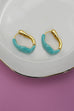 GEOMETRIC OVAL SHAPE EPOXY EDGE HOOP EARRING | 40E425