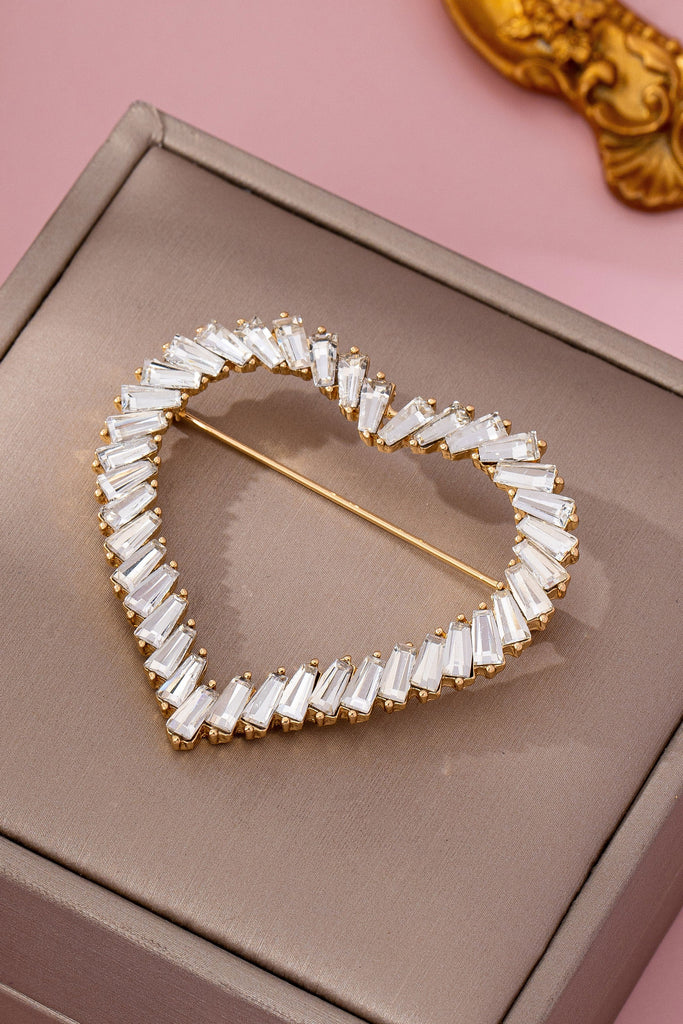 Baguette Stone Heart Shape Brooch | 80P074