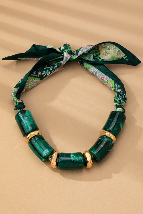 HANDMADE SCARF NECKLACE-CHUNKY MARBLE RESIN | 80N92488