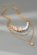 MULTI LAYER  SEASHELL PEARL FISH CHARM NECKLACE | 80N92441