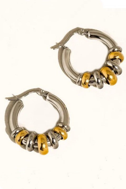 18K Stainless Steel Tarnish Free Waterproof Hoop | 40E428