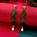 Tiered Enamel Christmas Tree Drop Earrings | 80E63575