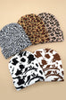 SOFT RIBBED KNIT ANIMAL LEOPARD COW BEANIES HAT | 40BN918