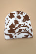 SOFT RIBBED KNIT ANIMAL LEOPARD COW BEANIES HAT | 40BN918