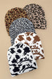 SOFT RIBBED KNIT ANIMAL LEOPARD COW BEANIES HAT | 40BN918