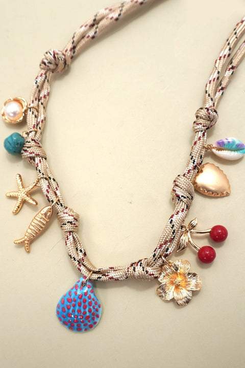 CORD CHARM-CHERRY FISH HEART FLOWER NECKLACE | 80N92300