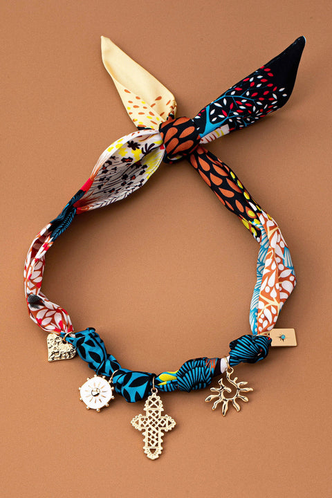 HANDMADE ANIMAL DESIGN SCARF NECKLACE-CROSS  HEART | 80N9249