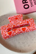VALENTINE'S GIFT RECTANGLE HEART HAIR CLAW CLIPS | 40H1025