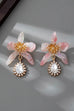 RHINESTEONE DROP FLORAL PINK TORT EARRINGS | 80E61428