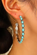 WESTERN TURQ STONE HOOP EARRINGS | 40E437