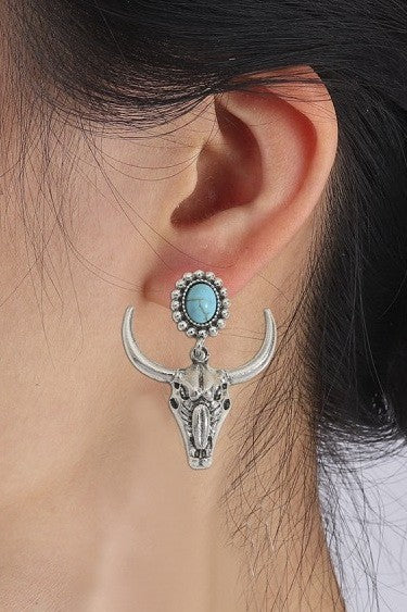 WESTERN BULL NATURAL STONE DROP EARRINGS | 40E435