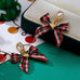 Tartan Plaid Bow & Pearl Crystal Drop Earrings | 80E63571