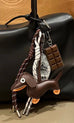 BAG CHARM KEY CHAIN - VEGAN LEATHER DOG CHOCOLATE | 40KC164