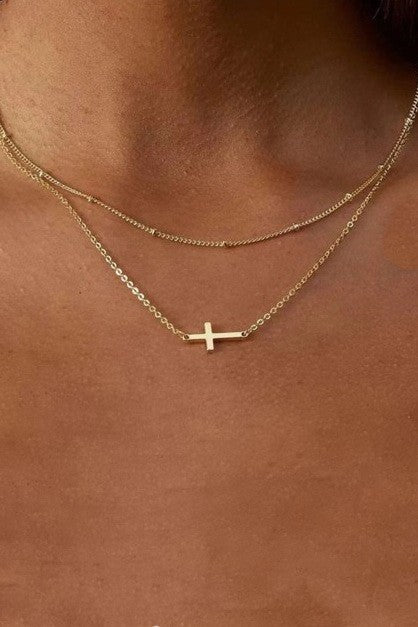 18K STAINLESS STEEL TARNISH FREE CROSS NECKLACE | 40NK9614