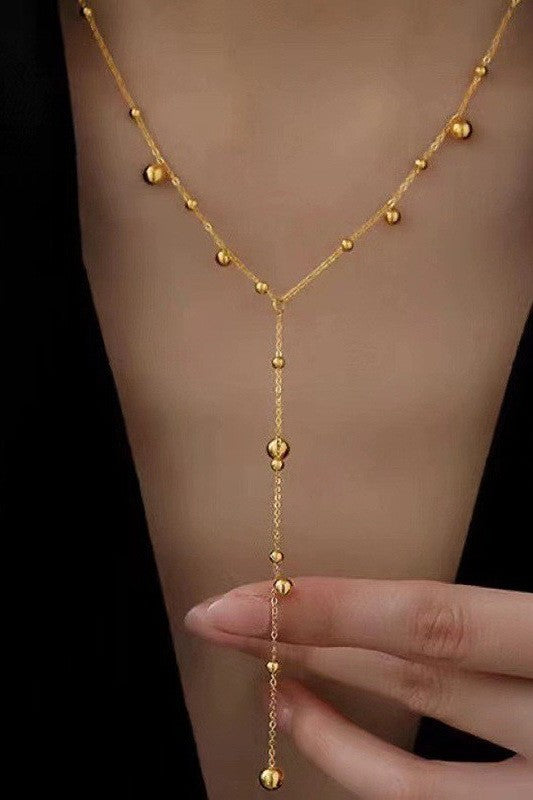 18K STAINLESS STEEL TARNISH FREE BALL Y NECKLACE | 40NK9617