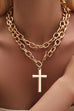 PUFFY CROSS CHUNKY CHAIN STATEMENT TOGGLE NECKLACE | 40NK9668