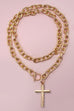 PUFFY CROSS CHUNKY CHAIN STATEMENT TOGGLE NECKLACE | 40NK9668