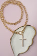 PUFFY CROSS CHUNKY CHAIN STATEMENT TOGGLE NECKLACE | 40NK9668