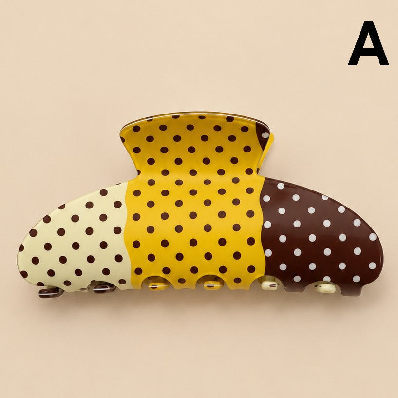 COLOR BLOCK PATCHWORK POLKA DOT HAIR CLAW CLIPS | 40H1241