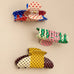 COLOR BLOCK PATCHWORK POLKA DOT HAIR CLAW CLIPS | 40H1241