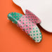 COLOR BLOCK PATCHWORK POLKA DOT HAIR CLAW CLIPS | 40H1241