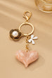 BAG CHARM KEY CHAIN-SWIRL HEART PERAL FLORAL BOW | 80K090