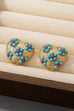 MULTI FLORAL TURQ HEART STUD EARRINGS | 80E61525