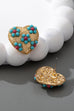 MULTI FLORAL TURQ HEART STUD EARRINGS | 80E61525