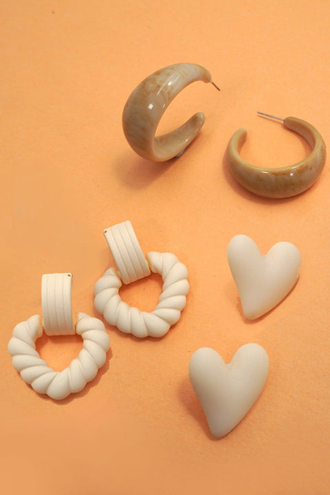 MULTI CLASSIC ACRYLIC TRIO HOOP STUD EARRINGS | 40E447