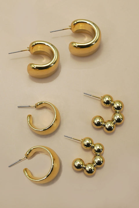 MULTI CLASSIC TRIO HOOP STUD EARRINGS | 40E448