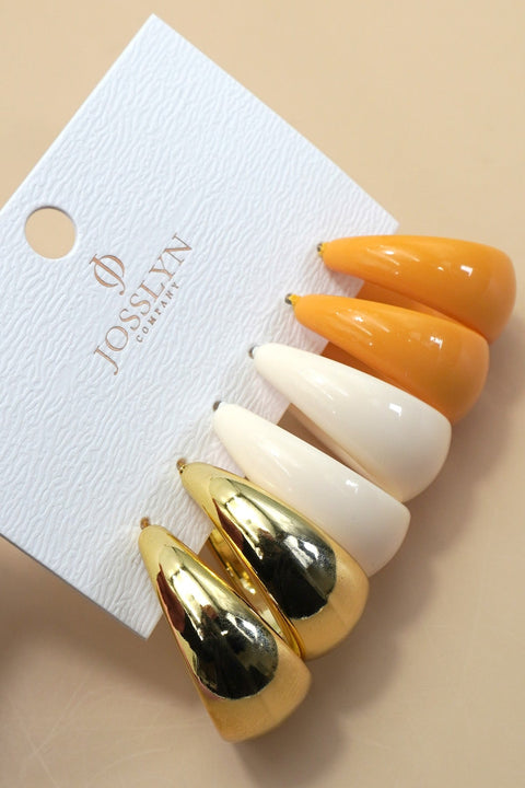 MULTI CLASSIC ACRYLIC HOOP TRIO EARRINGS | 40E449