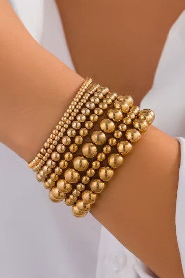 CLASSIC MULTI BALL CHAIN BEAD STRETCHABLE BRACELET | 40B5203