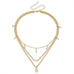 MULTI LAYER STONE CHAIN TEARDROP CHARM NECKLACE | 40NK9637