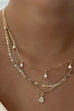 MULTI LAYER STONE CHAIN TEARDROP CHARM NECKLACE | 40NK9637