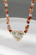 BEADED STONE CHAIN FLORAL PEARL HEART CHARM | 80N92646