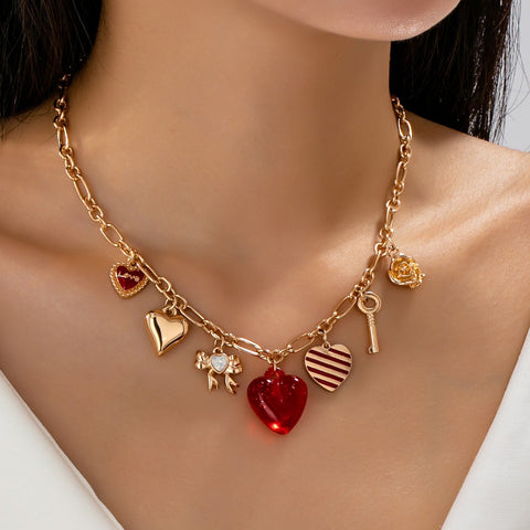 CHARM NECKLACE-HEARTS KEY BOW LOVE | 80N92641