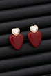 DOUBLE HEART PEARL RED HEART DROP EARRINGS | 80E61544