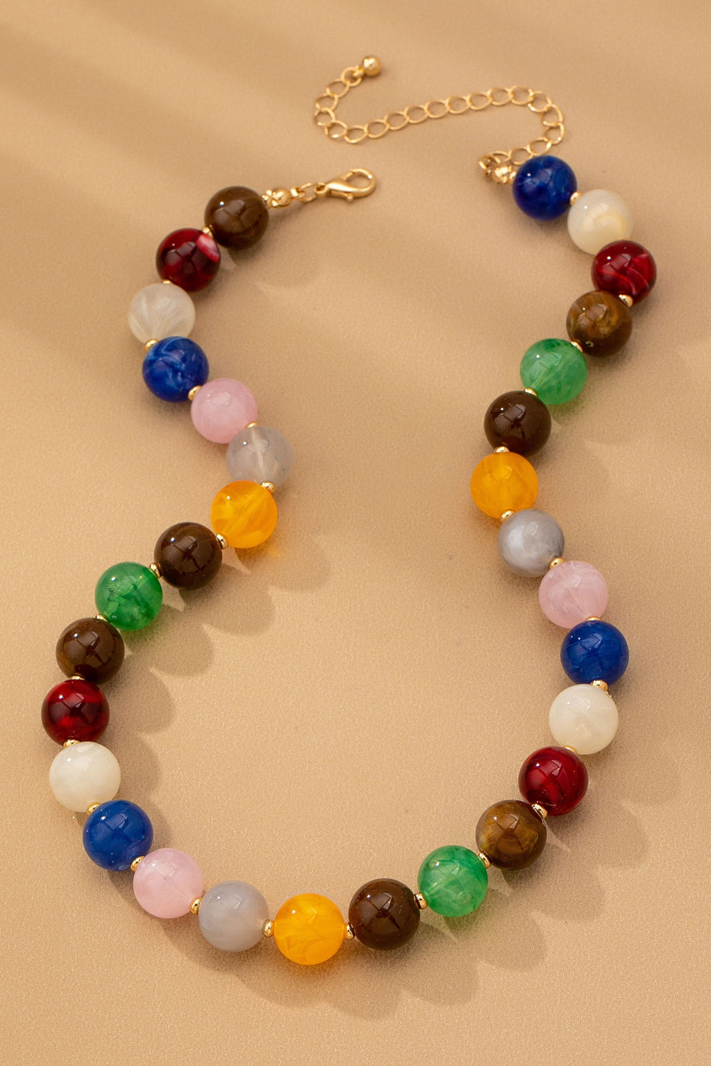 HIGH GLOSSY MULTI COLOR BEADED CHAIN NECKALCE | 80N92627