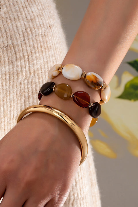 BOHO MULTI ACRYLIC FACET GOLD BRACELET SET | 80B1567