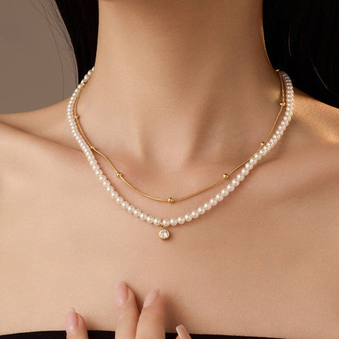 18K STAINLESS STEEL TARNISH FREE LAYERED NECKLACE | 40NK9648