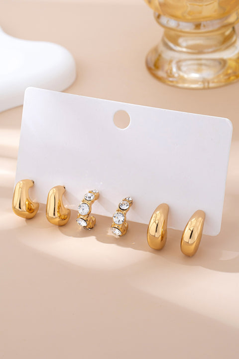 Rhinestone Geo Puffy Hoop Trio | 80E61592